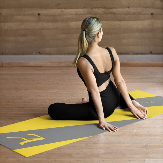 Moderne, elegante, grau-gelbe mit Monogramm Yogamatte