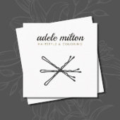 Moderne, elegante, grau-weiße Bobby-Buttone Haarst Quadratische Visitenkarte