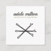 Moderne, elegante, grau-weiße Bobby-Buttone Haarst Quadratische Visitenkarte (Vorderseite)