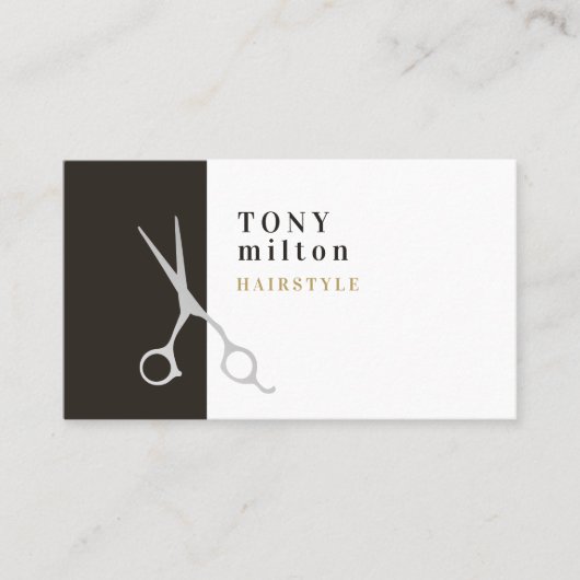 Moderne Elegante Grau Weiße Streifen Haarstylistin Visitenkarte (Vorderseite)