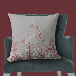 Moderne elegante graue Burgundy-Blume Kissen