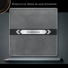 Moderne elegante graue Chefscheibe Glasuntersetzer