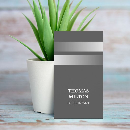 Moderne elegante graue Imitate Silver Stripes Bera Visitenkarte