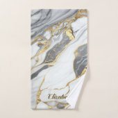 Moderne Elegante graue Marmorkunst Imitate Gold Gl Badhandtuch Set (Handtuch)