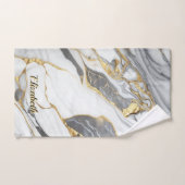 Moderne Elegante graue Marmorkunst Imitate Gold Gl Badhandtuch Set (Handtuch)