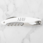 Moderne, elegante graue Monogramm-Initialen Kellnermesser (Rückseite)