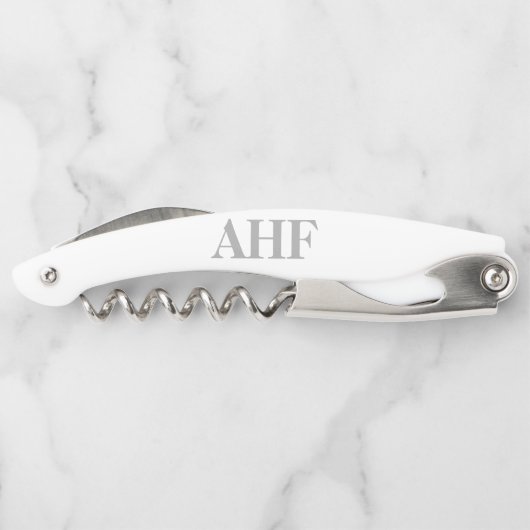 Moderne, elegante graue Monogramm-Initialen Kellnermesser (Rückseite)