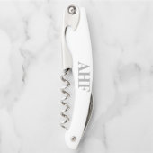Moderne, elegante graue Monogramm-Initialen Kellnermesser (Vorderseite)