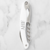 Moderne, elegante graue Monogramm-Initialen Kellnermesser (Rückseite)