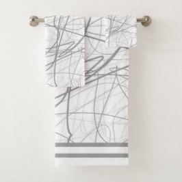 Moderne, elegante graue Skizze 2 Badhandtuch Set