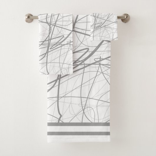 Moderne, elegante graue Skizze 2 Badhandtuch Set (Insitu)