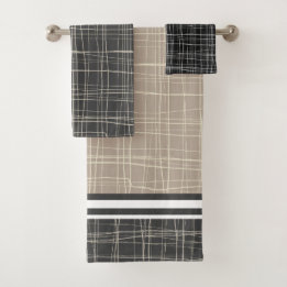 Moderne, elegante graue Skizze 3 Badhandtuch Set