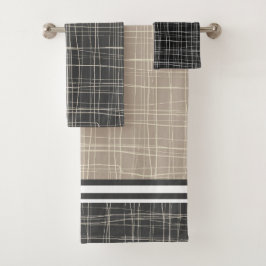 Moderne, elegante graue Skizze 3 Badhandtuch Set