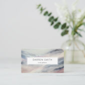 Moderne Elegante Graue Wasserfarben Abstrakte Well Visitenkarte (Stehend Vorderseite)