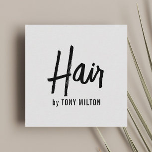 Moderne Elegante Gray Black Hair Stylist Quadratische Visitenkarte