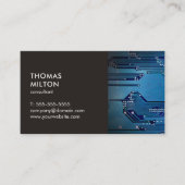 Moderne elegante Gray Blue Circuit Computerreparat Visitenkarte (Vorderseite)