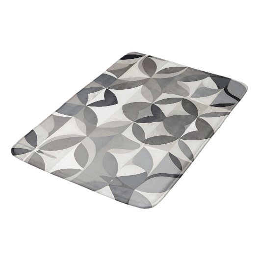 Moderne Elegante Gray Floral Badematte (Schrägansicht)