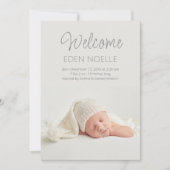 Moderne Elegante Gray Script Neugeborene 2 Foto Ge Ankündigung (Vorderseite)