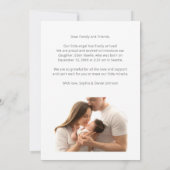 Moderne Elegante Gray Script Neugeborene 2 Foto Ge Ankündigung (Rückseite)