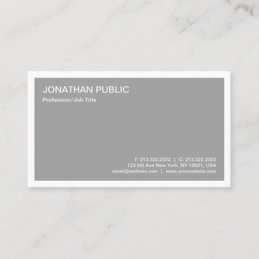 Moderne Elegante Gray Simple Template Trendy Visitenkarte (Vorderseite)