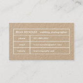 Moderne, elegante Grenzfotografin Visitenkarte (Rückseite)