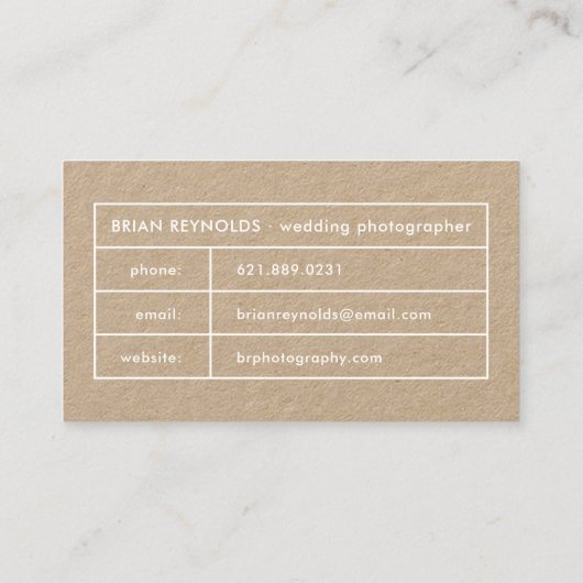 Moderne, elegante Grenzfotografin Visitenkarte (Rückseite)