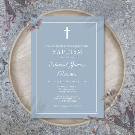 Moderne, elegante Grenzübergangsblauer Taufe Einladung