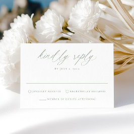 Moderne, elegante Grün-Kalligrafie-Hochzeit RSVP Karte