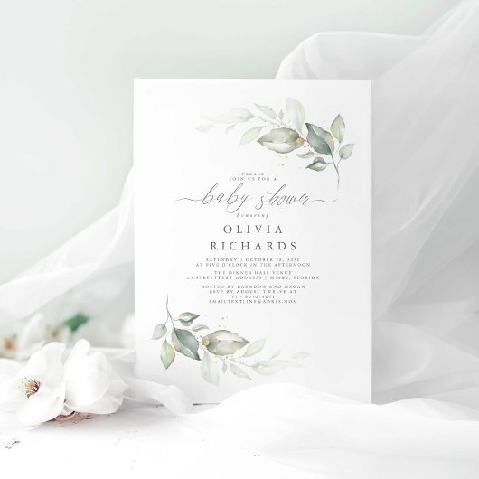 Moderne elegante Grünanlage Niedliche Kinderdusche Einladung