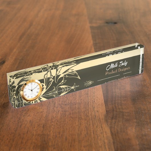 Moderne elegante grüne Blätter Produktdesigner Namensplakette (Seite)