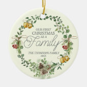 Moderne elegante grüne, botanische, florale Weihna Keramik Ornament (Vorne)