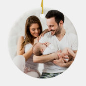 Moderne elegante grüne, botanische, florale Weihna Keramik Ornament (Hinten)