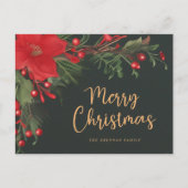 Moderne elegante grüne botanische Weihnachtsfeiern Feiertagspostkarte (Vorderseite)