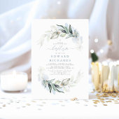 Moderne Elegante Grüne Dusty Blauer Taufe Einladung