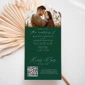 Moderne Elegante Grüne Foto Hochzeit All In One Einladung