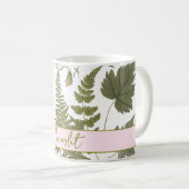 Moderne, elegante grüne Frühlingssonne Blätter und Kaffeetasse (VorderseiteRechts)