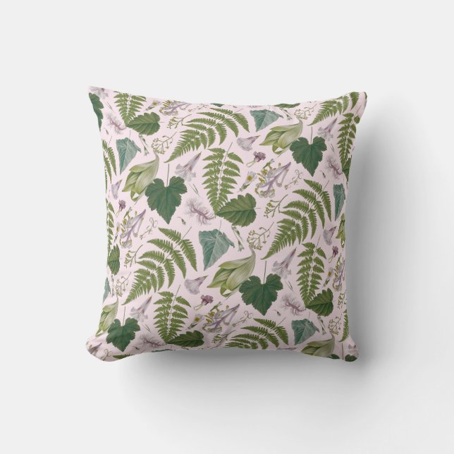 Moderne, elegante grüne Frühlingsstifte und Blätte Kissen (Vorderseite)