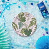 Moderne, elegante grüne Frühlingsstifte und Blätte Pappteller (Party)