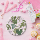 Moderne, elegante grüne Frühlingsstifte und Blätte Pappteller (Party)