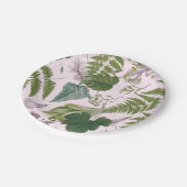 Moderne, elegante grüne Frühlingsstifte und Blätte Pappteller (Schrägansicht)