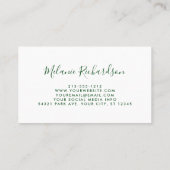 Moderne Elegante Grüne Gelbe Blumengrün Visitenkarte (Rückseite)