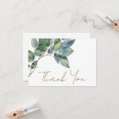 Moderne, elegante, grüne Goldeukalyptus Karte (Vorderseite/Rückseite Beispiel)