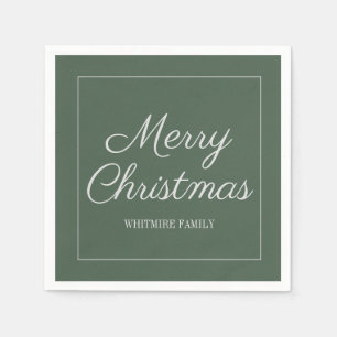 Moderne elegante grüne graue Frohe Weihnachten Serviette