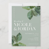 Moderne Elegante Grüne Hochzeit Einladung (Vorderseite)