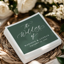 Moderne elegante grüne Hochzeit in Kalligrafie Serviette