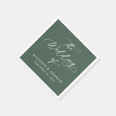 Moderne elegante grüne Hochzeit in Kalligrafie Serviette (Ecke)