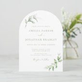 Moderne Elegante Grüne Hochzeitsfeiern Einladung (Stehend Vorderseite)