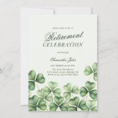 Moderne Elegante Grüne Kleeblatt-Ruhestandsfeier Einladung (Vorderseite)