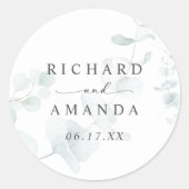 Moderne Elegante Grüne Minimalistische Hochzeit Runder Aufkleber (Vorderseite)