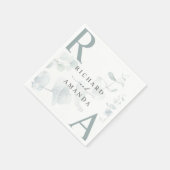 Moderne Elegante Grüne Minimalistische Hochzeit Serviette (Ecke)